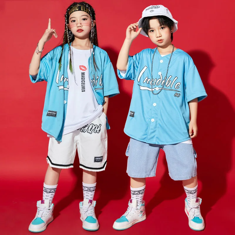 

Kids Street Dance Clothes New Summer Boys Hip Hop Suit Children'S Day Catwalk Show Outfits Girls Jazz Dance Costumes DQL7173