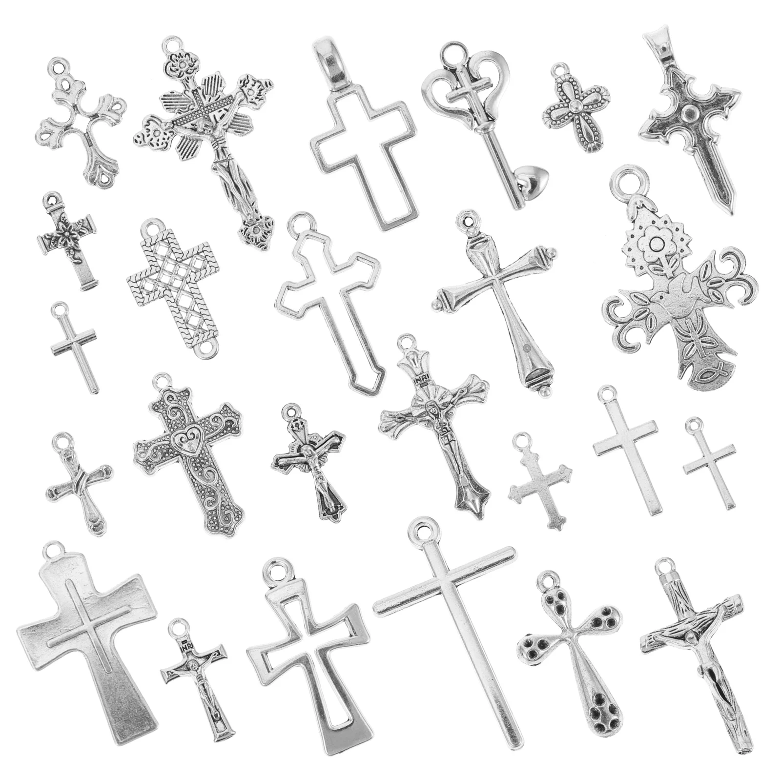 25 Pcs Silver Necklace Beaded Pendant Charm for Jewelry Making Pendants Alloy