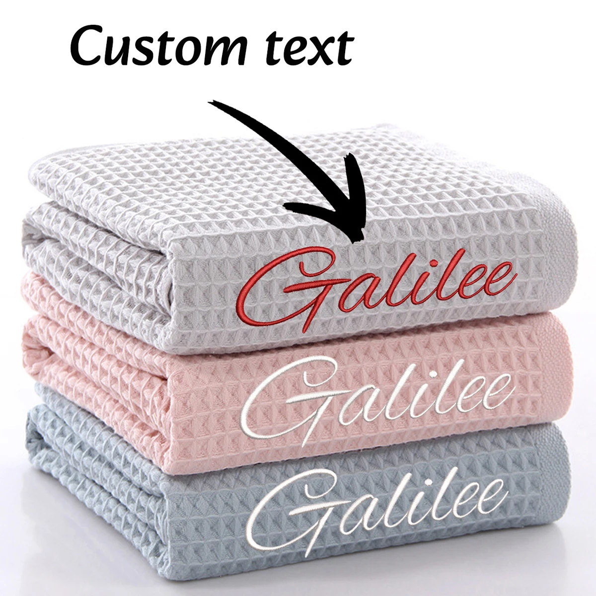Personalized Towel with Embroidered Text 1pc Highly Absorbent & Super Soft Cotton Bath Sheets for Spa Gym Pool and Hotels