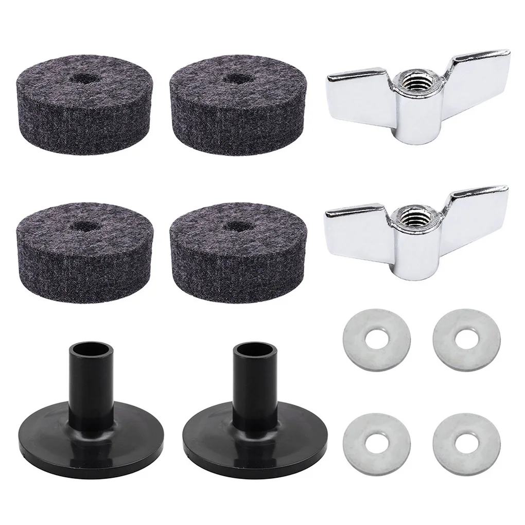 

12 Pieces Set Drum Kit Cymbal Portable Detachable Replacement Nonslip Percussion Instrument Pad Wing Nuts Washer