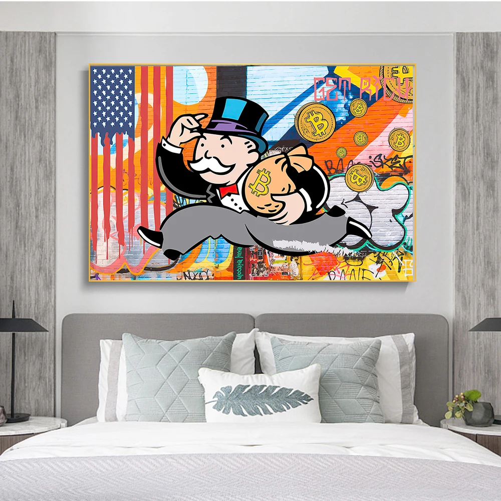 Alec Monopoly Rich Money Man Canvas Painting On The Wall Art Posters And  Prints Graffiti Art Wall Pictures Home Decor Cuadros - Painting &  Calligraphy - AliExpress