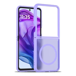Skin Feel Shield Magnetic Phone Case with MagSafe Wireless Charging Compatibility for Moto Razr Plus 2025 (Purple)