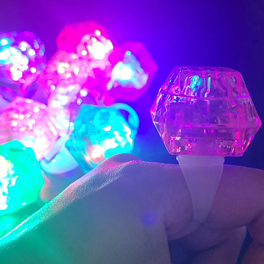 Description Picture 5 of item24Pcs LED Flashing Diamond Rings 3 Modes Light up Rings Colorful Flash Finger Light Wedding Party Glow In The Dark Party Supply