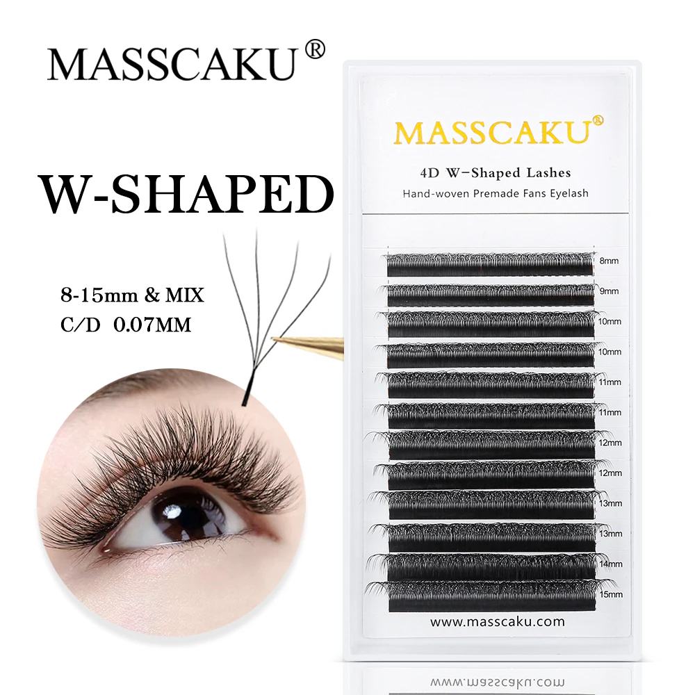 

MASSCAKU W Shape Eyelash Extension 3D 4D 5D 6D Wispy Premade Fan Individual Volume Professional Faux Mink Eyelash Makeup