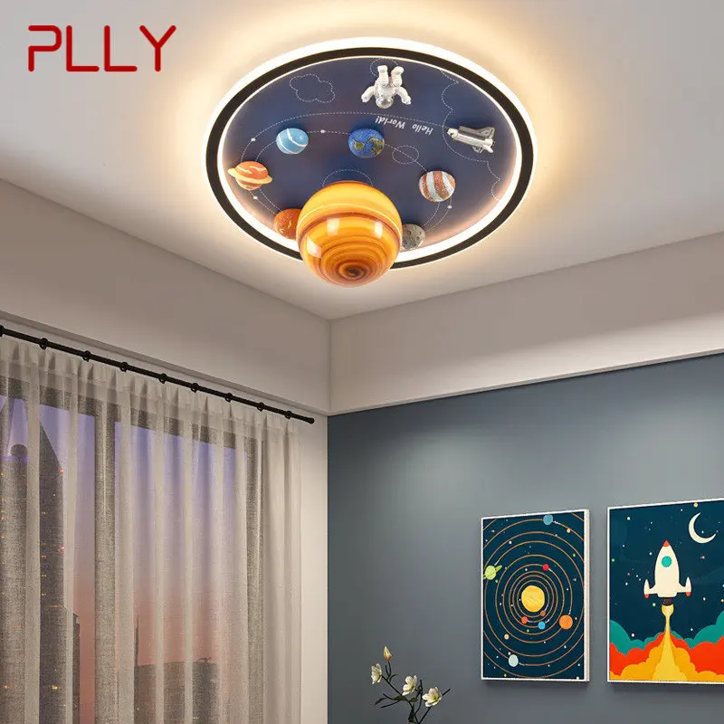 

PLLY Children's Planet Ceiling Lamp LED Creative Cartoon Light For Home Decor Kids Room Kindergarten With Remote Control