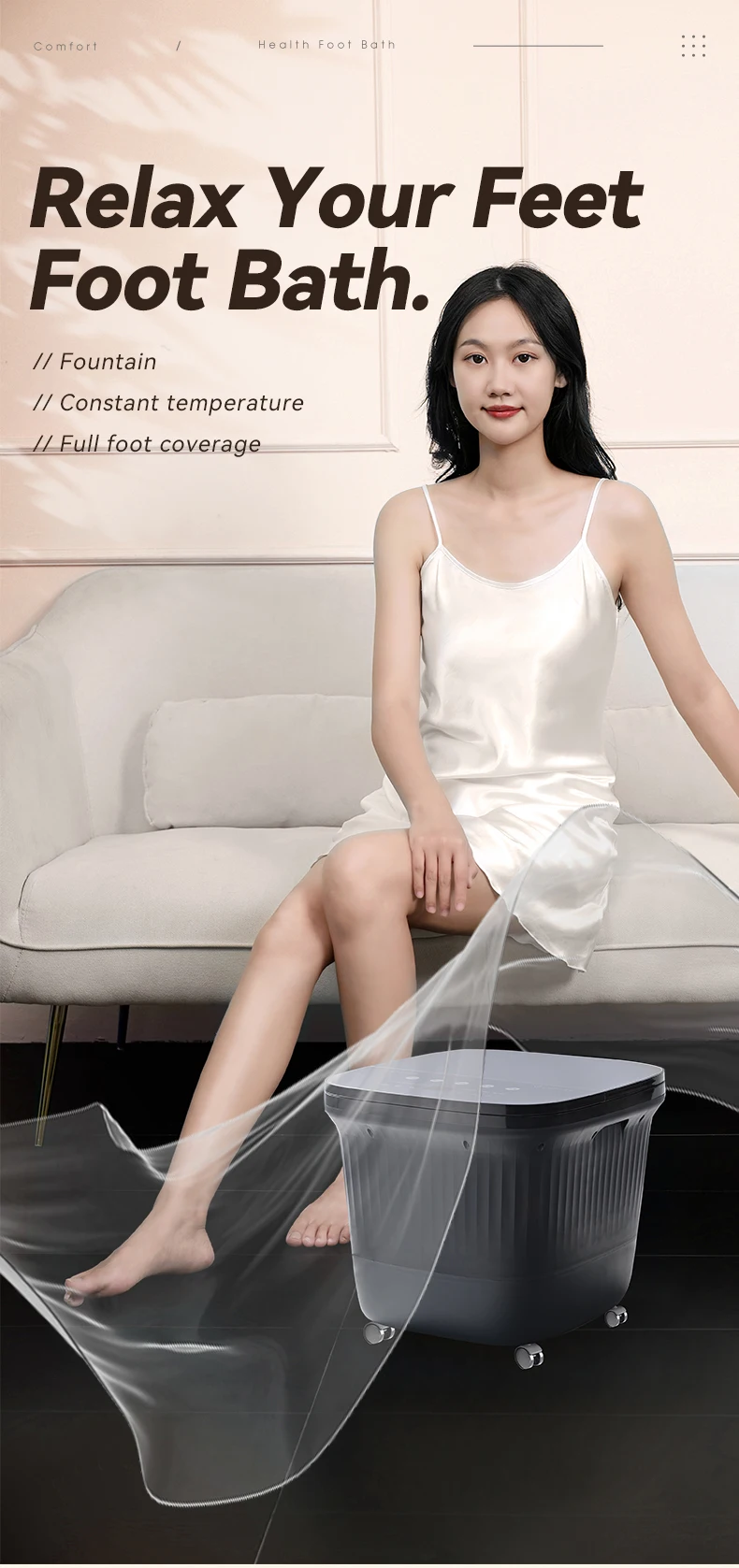 Description Picture 2 of itemNew Design Foot Bath Washing Machine Basin Electric Heating Foot Bath Shiatsu Foot Massage Spa Massager Portable Pedicure Bowl