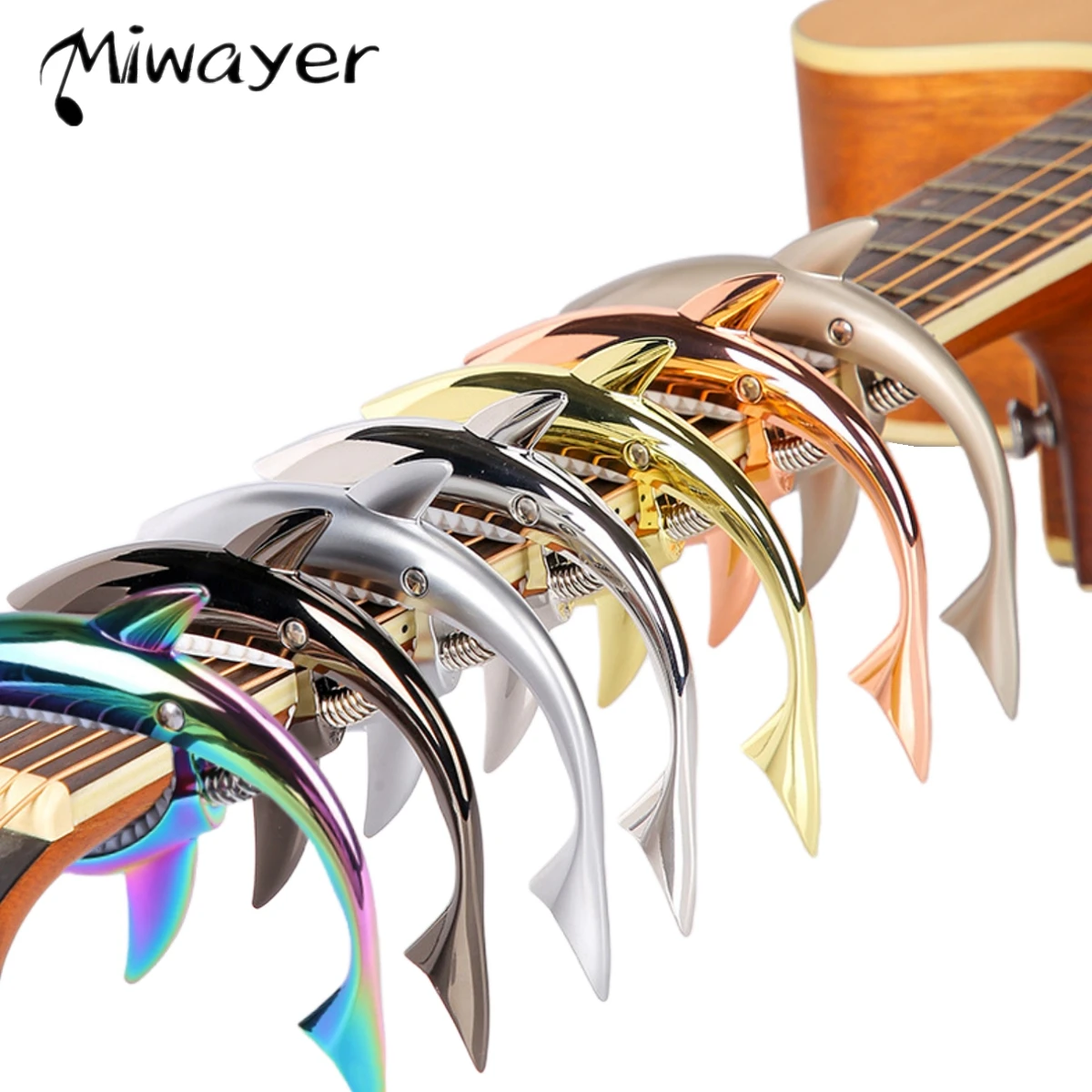 Miwayer Metal Shark Guitar Capo Zinc Alloy for Bass Acoustic and Electric Guitar 7 Colors Optional