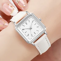 2PCS/Set Women's Fashion Watch Simple Square Dial Leather Watch 2