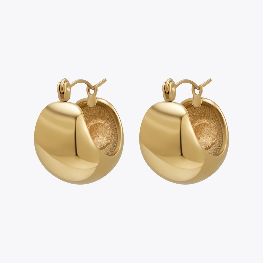 

ENFASHION Geometry Arc Hoop Earrings For Women Stainless steel Gold Color Piercing Earings Oreille Boucle Fashion Jewelry 231497