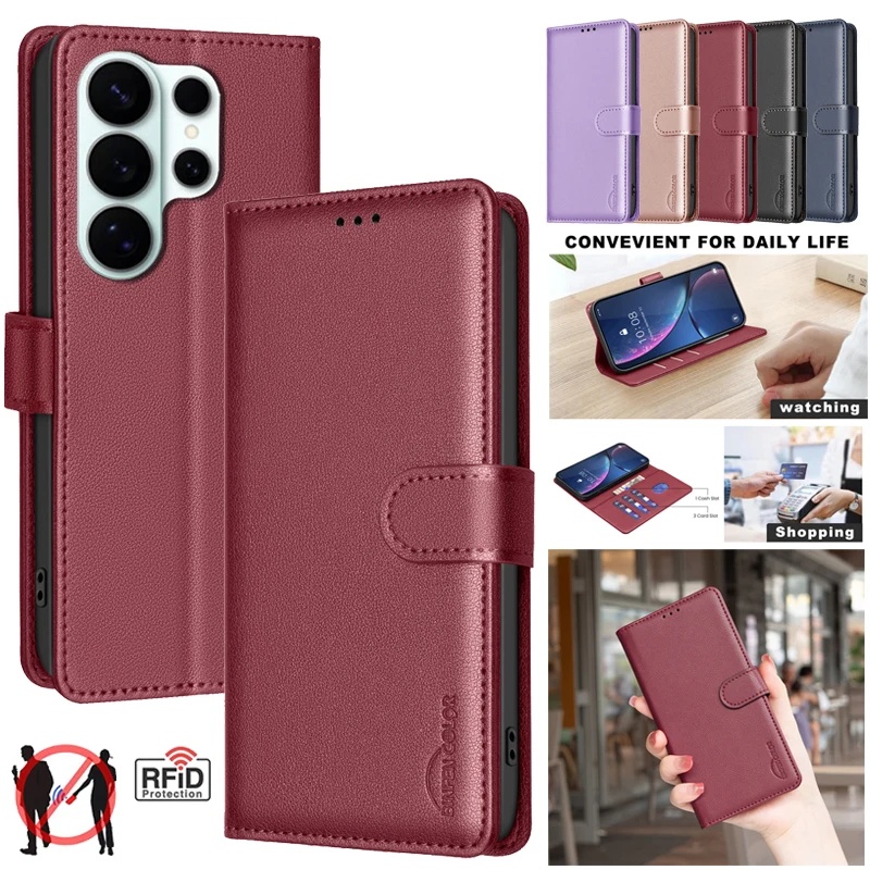 Wallet Flip Anti-Theft Leather Case with RFID Blocking Protective Cover