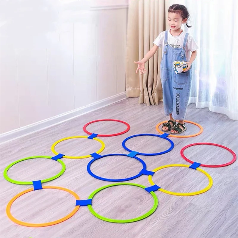 Jump ring game set Outdoor Kids Jump Ring Game Set 10 Hoops & 10 Connectors for Boys Girls Fun Physical Training Sport Toys for Park Play