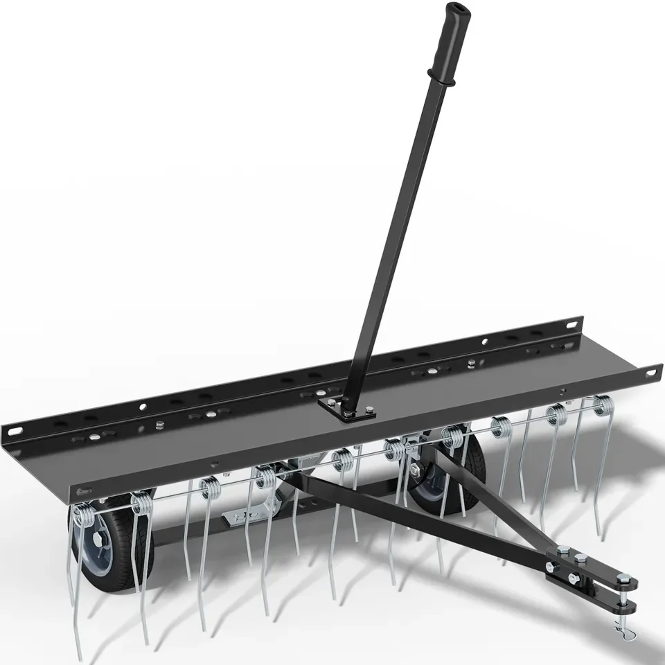 YINTATECH 40" Dethatcher Tow Behind Lawn rake Lawn Sweeper Height Adjustable Black Stee