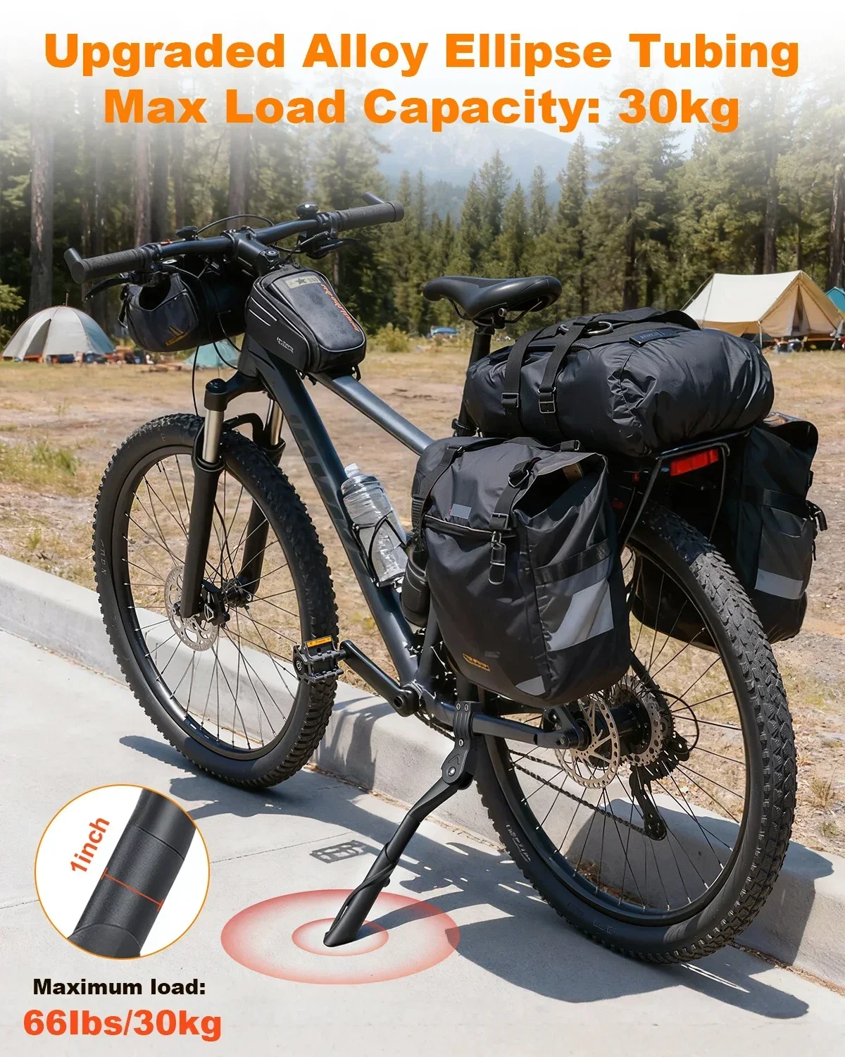 Adjustable Anti-Slip Bicycle Kickstand with Foot Pad