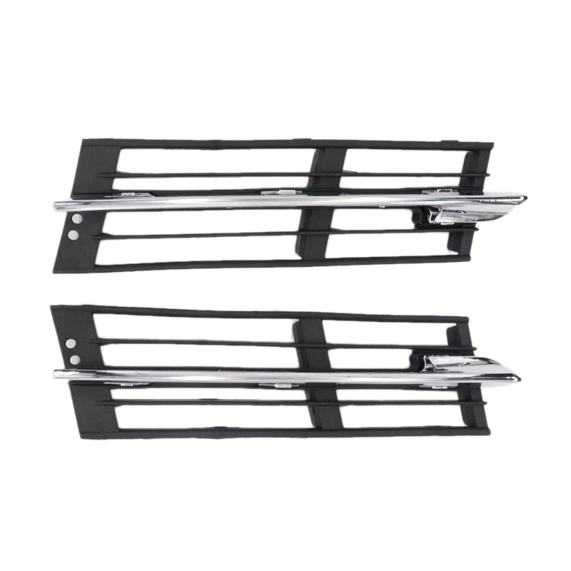 

4Pcs Car Front Lower Fog Light Cover Grille with Chrome Molding Trim LH RH for BMW F01 F02 740I 740Li 750I 750Li 760Li