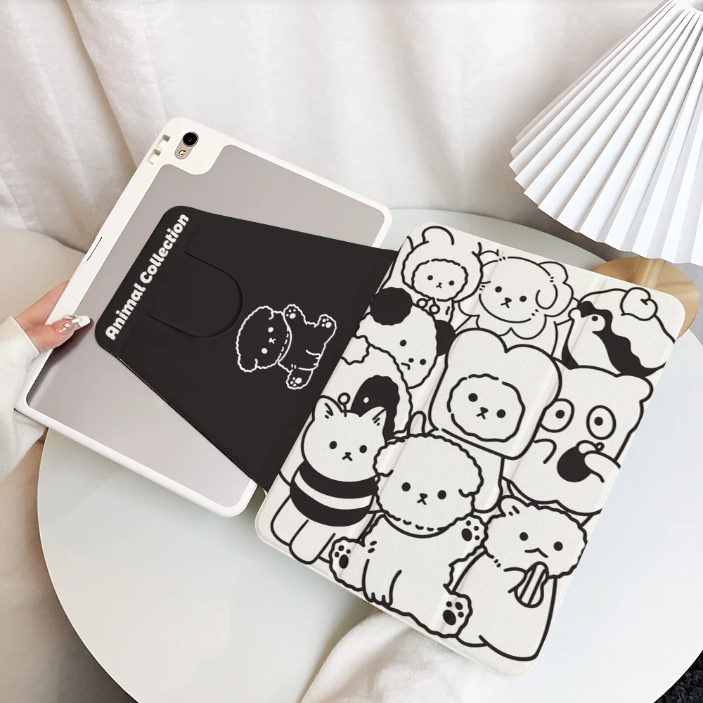 Artistic 360° Rotatable Tri-Fold Tablet Cover - Black & White Animal Collection