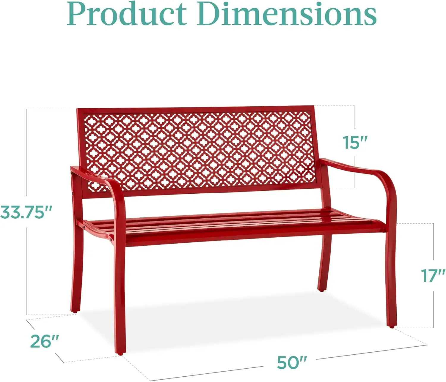 Best Choice Products Outdoor Bench 2 Person Metal Steel Benches Furniture for Garden  Patio  Porch  Entryway w Geometric Backres 2