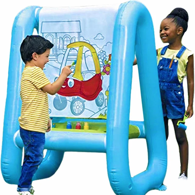 Inflatable Kids Easel PVC Washable Creative Coloring Drawing and Painting Art Easel Reusable Drawing Board for Kids Outdoor Play 1