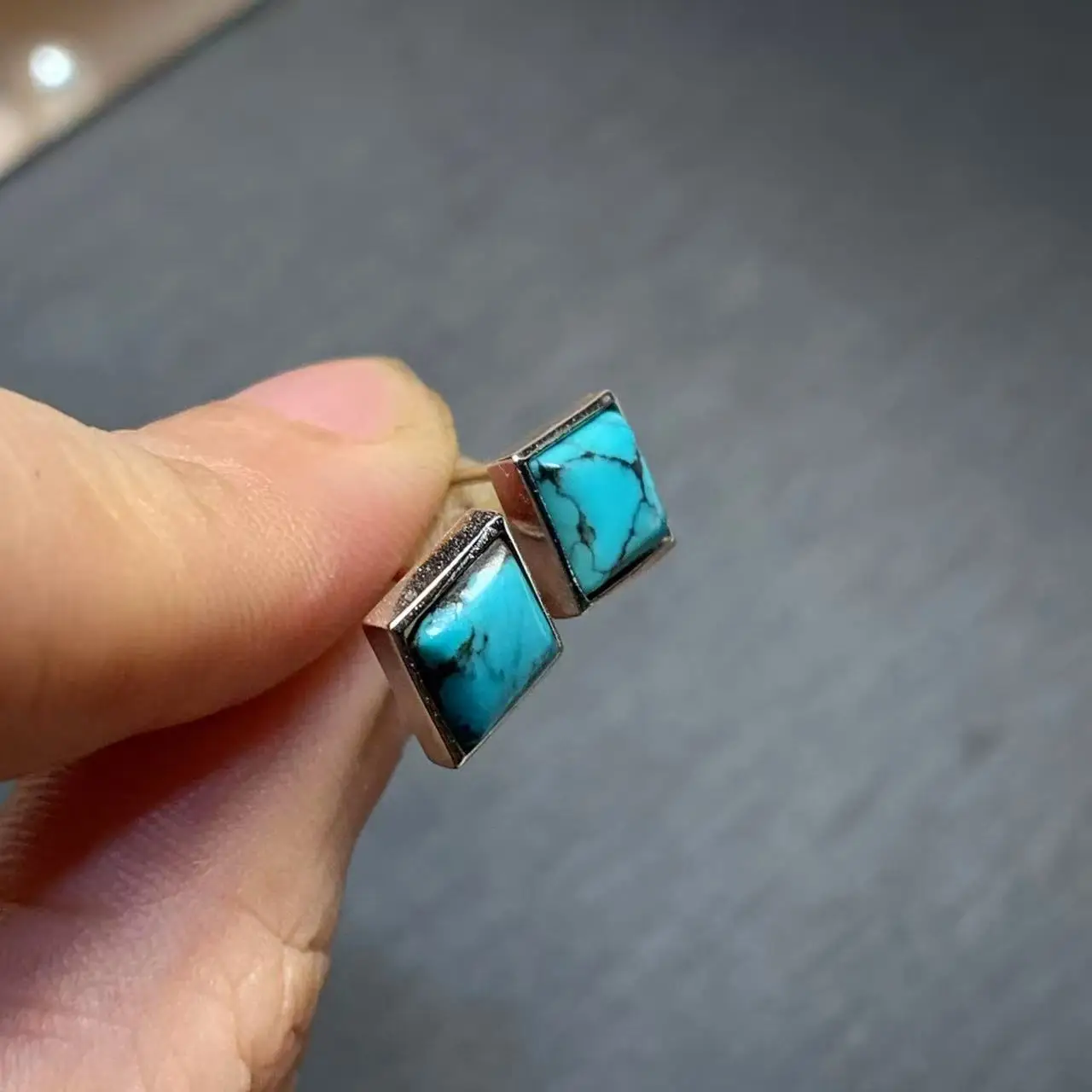 Natural Turquoise Stud Earrings For Women COPPER Vintage Femme Gift Prevent Allergy Fine Jewelry