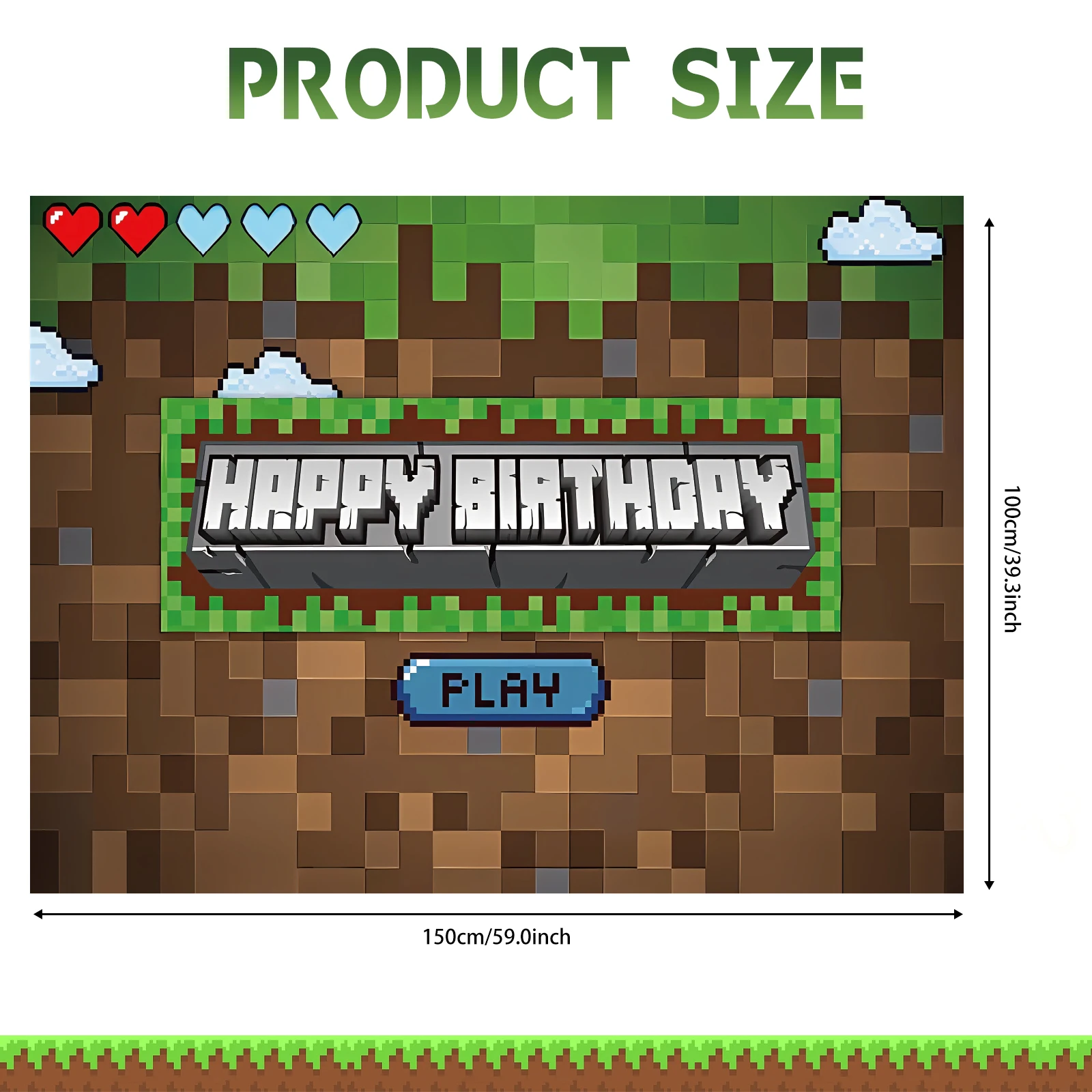 Video Game Themed Birthday Party Backdrop - Pixel Design