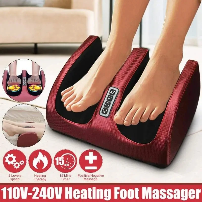 Hot Compression Electric Foot Massager Heating Therapy Shiatsu Kneading Roller Muscle Relief Fatigue Foot Massage Spa Machine