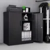 Metal Storage Cabinets with Lock, Small Locker Steel Cabinets, Adjustable Shelves 2 Doors for Home,Office(Black-36) 1