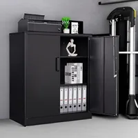 Metal Storage Cabinets with Lock, Small Locker Steel Cabinets, Adjustable Shelves 2 Doors for Home,Office(Black-36) 1