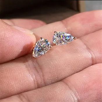 Cute Female White Zircon Stone Stud Earrings Vintage Gold Silver Color Wedding Jewelry For Women