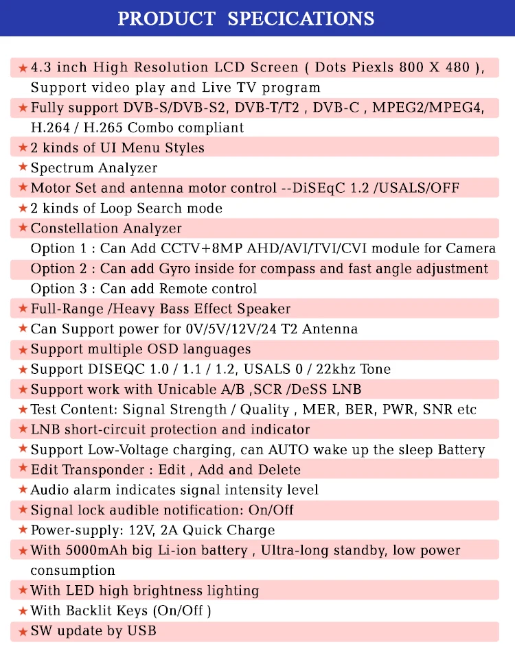 TV HD  ű  ȣ ׽Ʈ, VF 9930 DVB-S2/T2 MPEG4 DVB H.265  TV δ, 4.3 ġ LCD