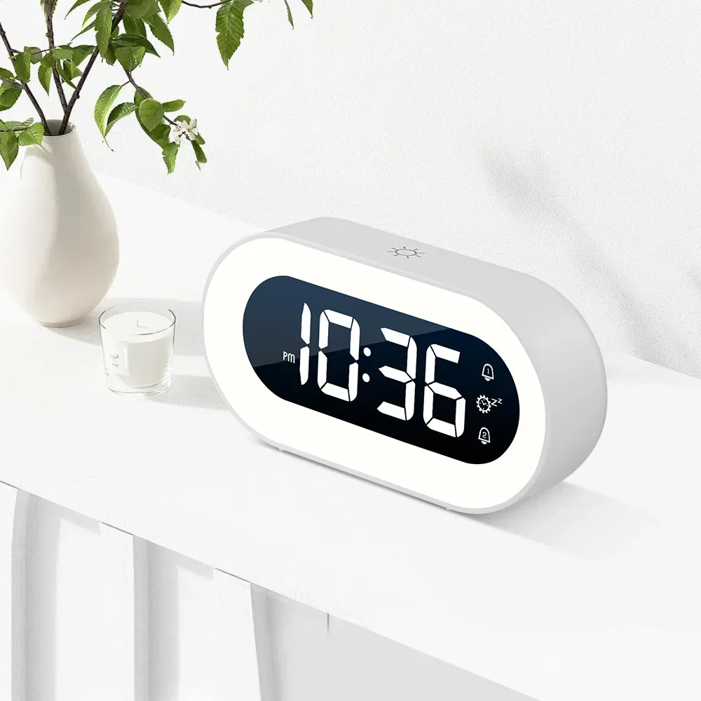 Music LED Digital Alarm Clock Voice Control Night Light Design Desktop Clocks Home Table Decoration Children Gifts