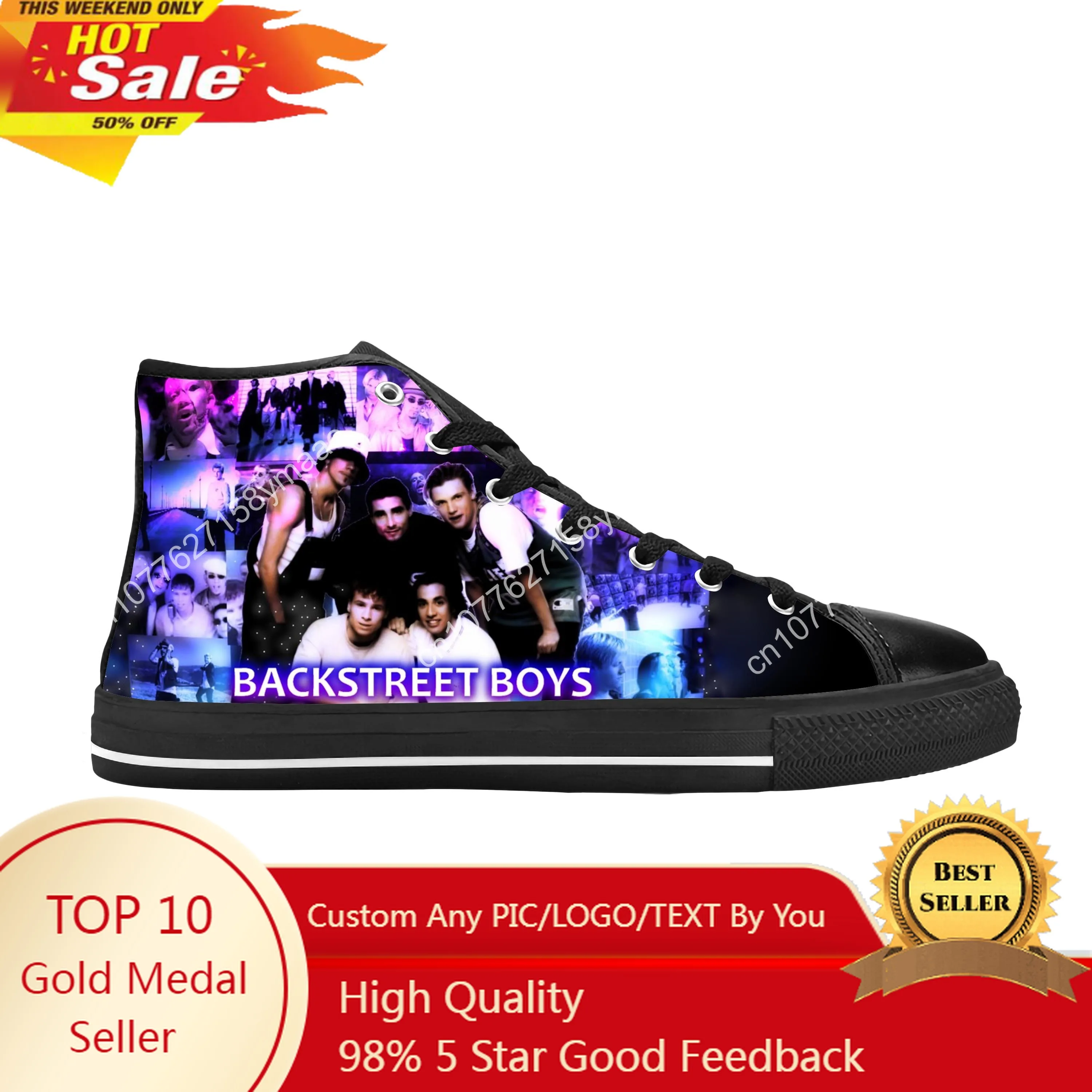 Backstreet Boys Pop Rock Band Music Singer Funny Casual Cloth Shoes High Top Comfortable Breathable 3D Print Men Women Sneakers