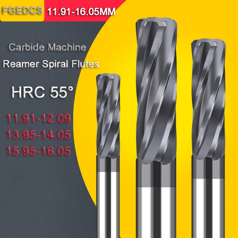 11.91mm to16.05mm Carbide Machine Reamer Spiral Flute CNC Tungsten