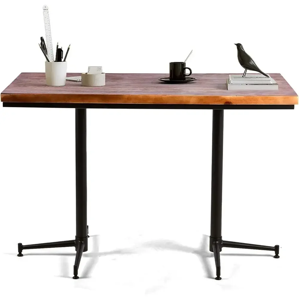 Small Space Dining Table Metal Base Solid Wood Top Kitchen Cafe Bar Counter Height Versatile Table Home Office 2