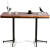 Small Space Dining Table Metal Base Solid Wood Top Kitchen Cafe Bar Counter Height Versatile Table Home Office 2