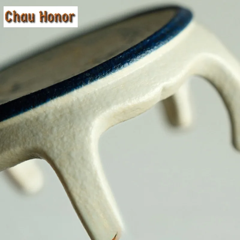 Blue And White Flint Red Teapot Cover Holder Aesthetic Gold Drawing Bamboo Cover Frame Zisha Pot Lid Shelf Coaster Tableware