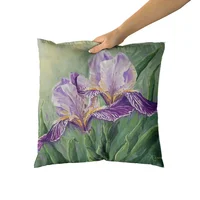 Happy Easter Day Purple Flower Pillow Case Hydrangea Lavender Rose Forest Pillowslip Cushion Covers Sofa Living Room 3