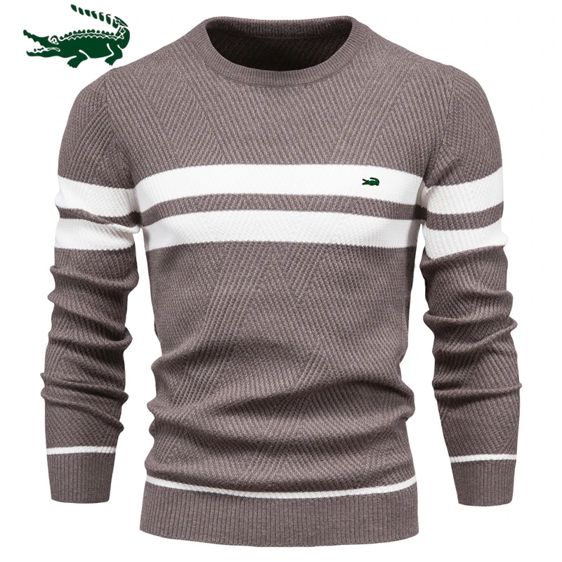 

CARTELO Embroidered High Quality Mens Boys Winter Stripe Sweater Thick Pull Homme O-Neck Casual Comfortable Sweaters For Men2023