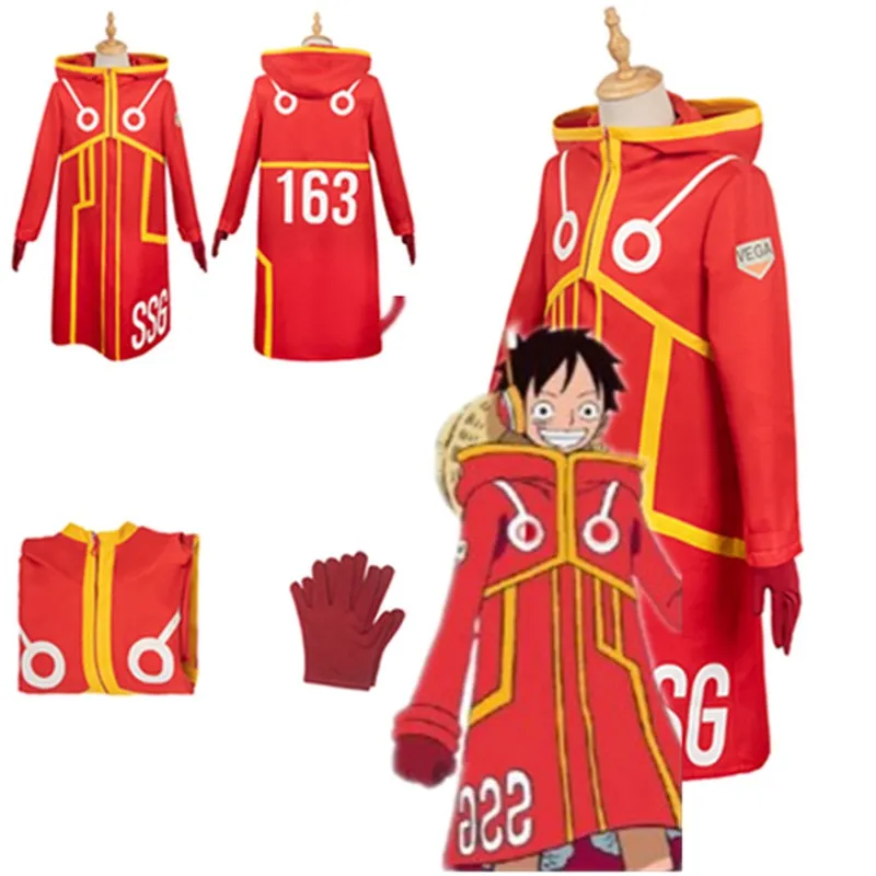 

Anime Piece Fantasy Luffy Cosplay Costume Adult Men Long Coat Gloves Outfits Halloween Carnival Party Disguise Suit
