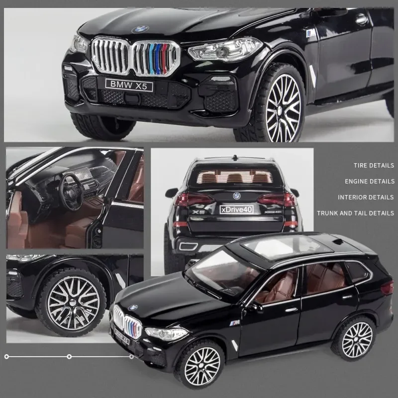 1:32 BMW X5 SUV Alloy Car Model Diecasts Metal Toy Vehicles Car Model High Simulation Collection Sound Light Childrens Toy Gift 3