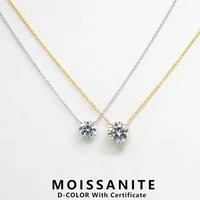 Lnngy 1CT 2CT 3CT Moissanite Pendant Necklace For Women s925 Sterling Silver Solitaire Drop Necklaces Certified Jewelry Gift