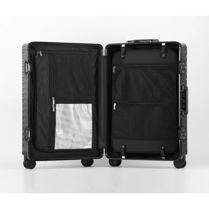 Suitcase Aluminum-Magnesium Alloy Trolley Case All-Metal Travel suitcase Rolling Luggage Universal Wheel Luxury brand Luggage