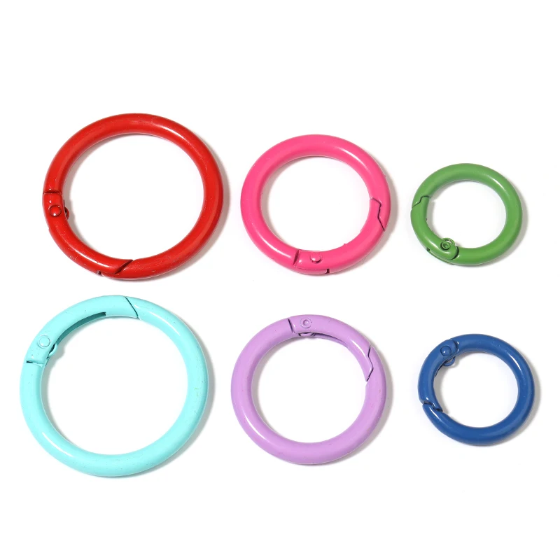 Colorful Spring Clasps - Round Alloy Key Ring Hooks for DIY Jewelry Accessories (5/10pcs)