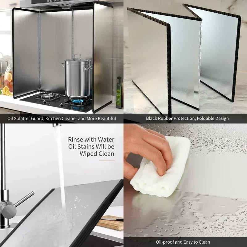 Kitchen Splatter Guard for Cooking, Stainless Steel Splatter Screen for Frying Anti Oil Grease Splash Shield Sheet Stove Top