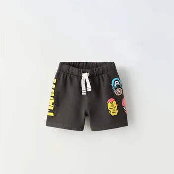 Boys Casual Sports Shorts Cartoon Print Loose Shorts New Summer 2024 Fashion Solid Color Cute Versatile Shorts For Children 1