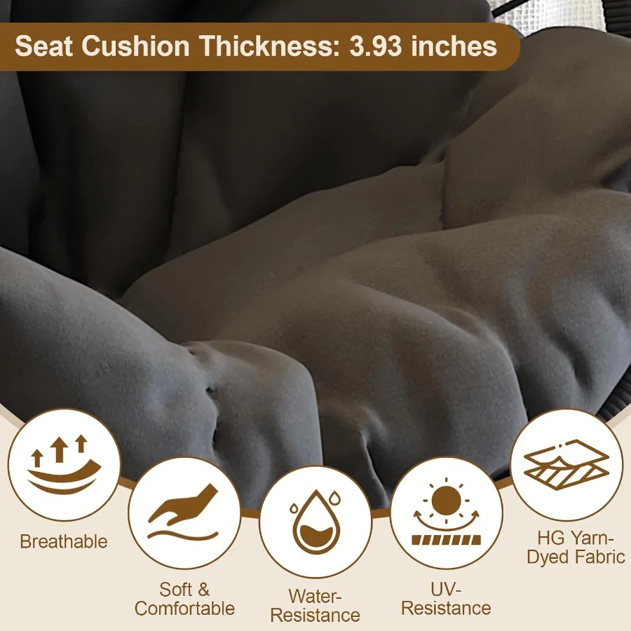 Hanging Egg Chair with Heavy Stand Foldable Patio Hammock Egg Swing Chair Made by AllWeather CoreSpun Polyester Rope with Soft