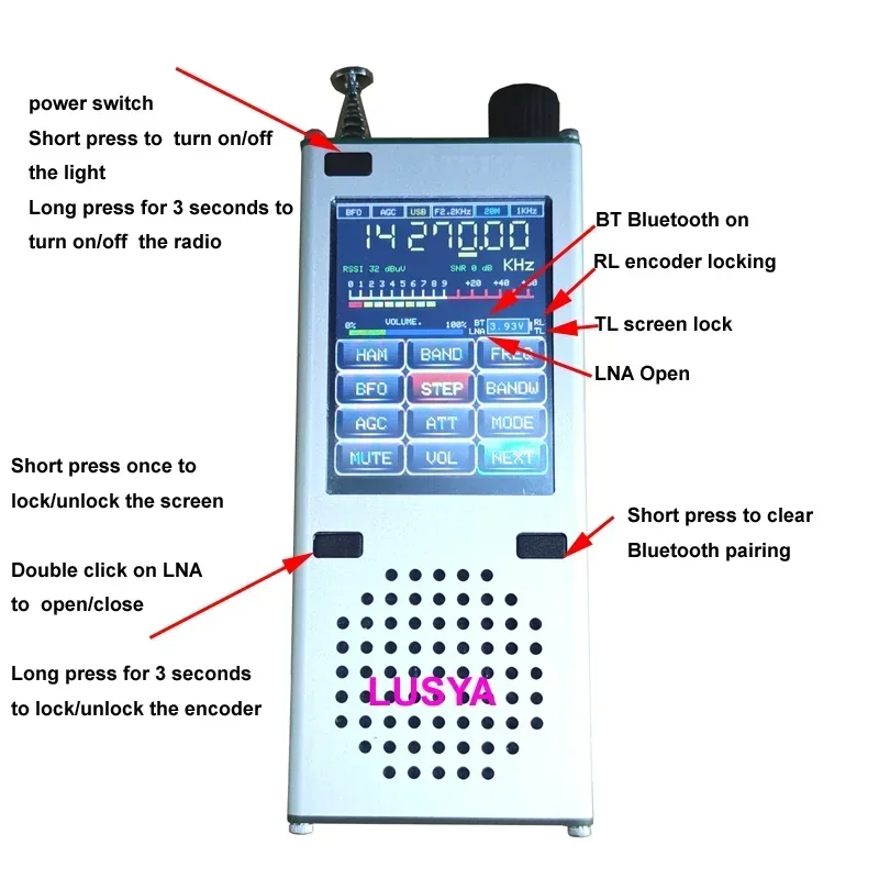 최신 ATS120 ATS-120 SI4732 ESP32 블루투스 2.4 인치 터치 디스플레이, FM SSB SDR AM LSB USB LNA 풀 밴드 HiFi 라디오