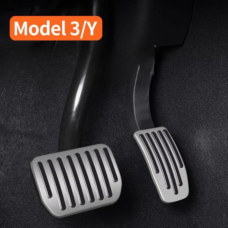 Futhope Car Foot Pedal Pads Covers For Tesla Model 3 Y Highland 2021-2024 Litchi grain anti Slip Accelerator Brake Rest Pedal