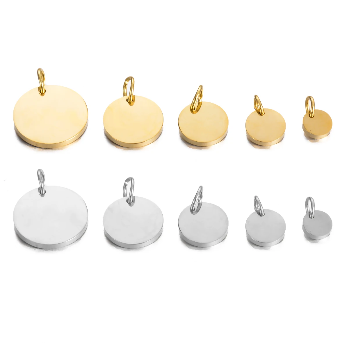 

10pcs Size6-15mm Mirror Stainless Steel Blank Circle Charms Round Pendants For DIY Making Jewelry Necklace Making Supplies