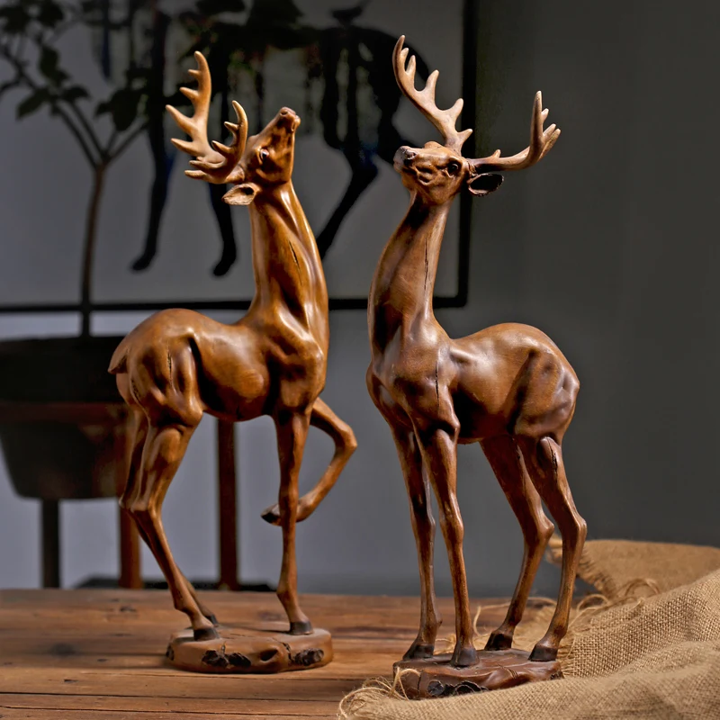

Creative Housewarming Gifts for American Style Retro Crafts in The Living Room Deer Ornaments