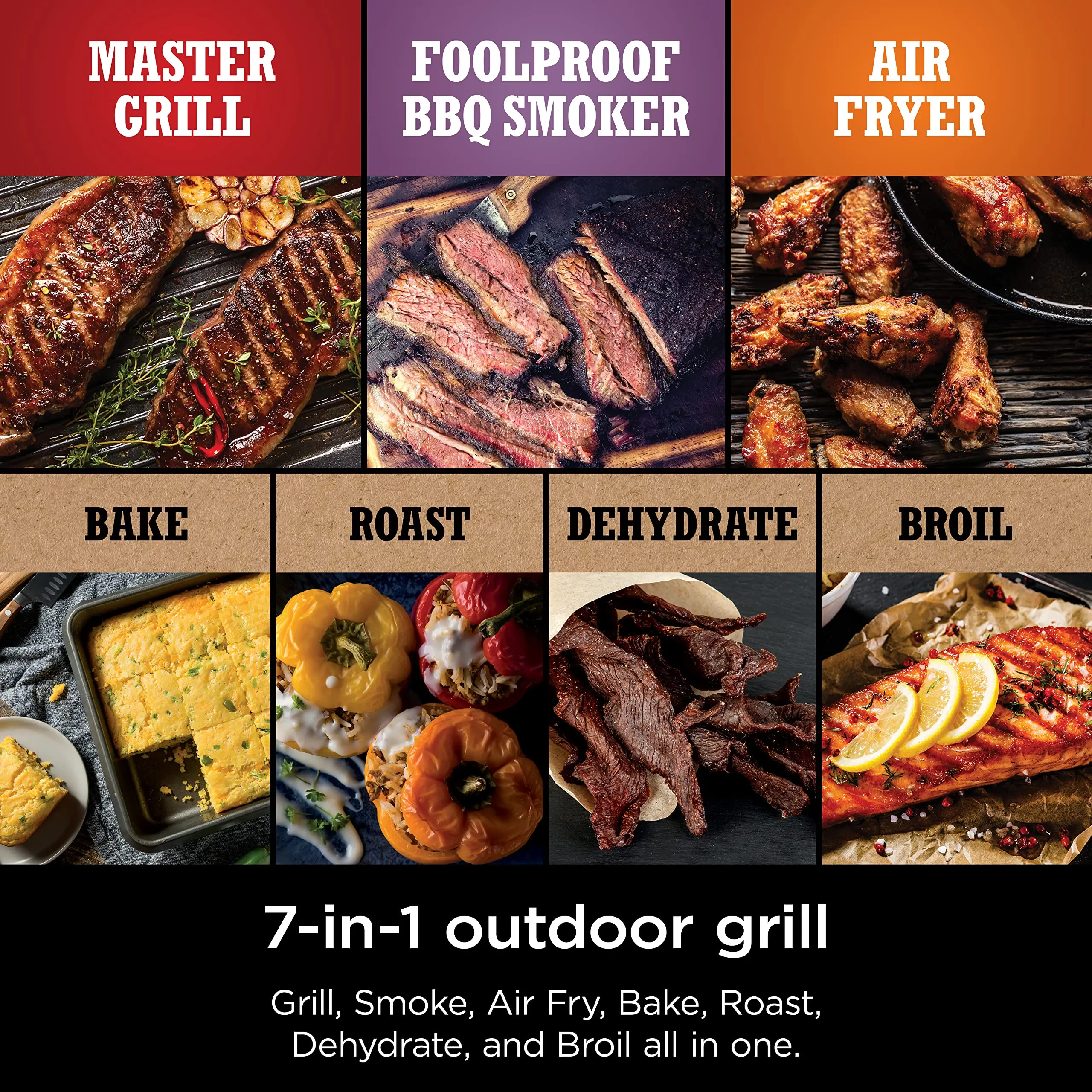 7-in-1 Outdoor Electric Grill & Smoker - Grill BBQ Air Fry Bake Roast Dehydrate & Broil - Uses Woodfire Pellets 6