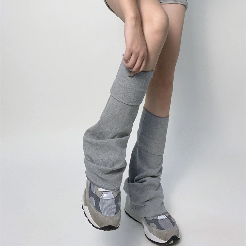 High Elasticity Solid Color Flared Leg Warmer Women Y2k Over Knee Long Socks Winter Loose Lolita Foot Cover Stockings Streetwear